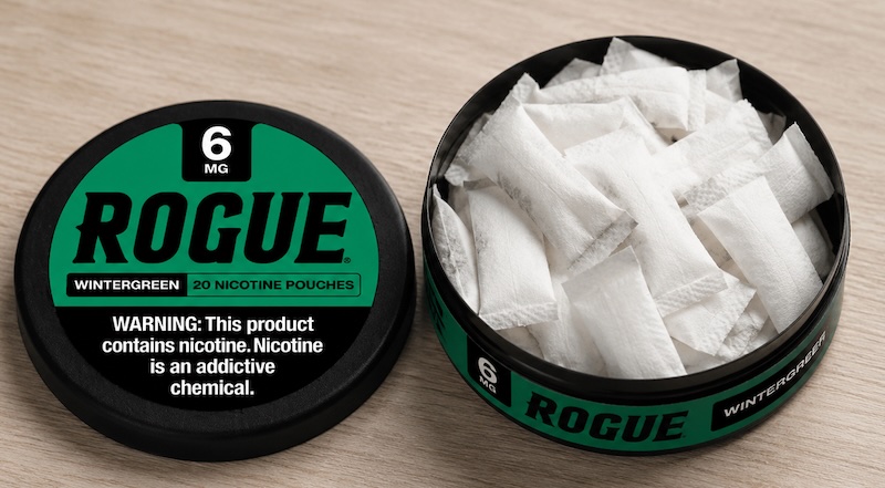The regular nicotine pouch format (Rogue brand).